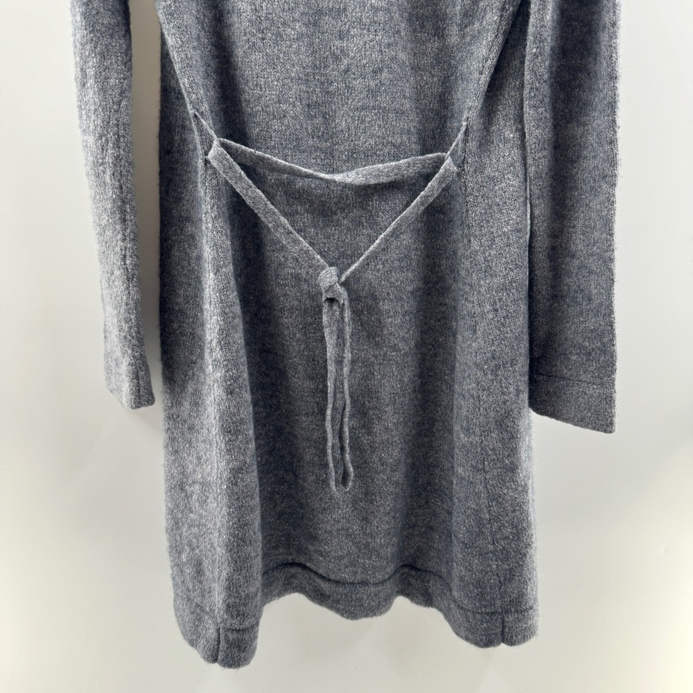 Moda International Long Grey Wrap Cardigan – Wool Blend, Tie Waist, Size Medium - Picture 7 of 7